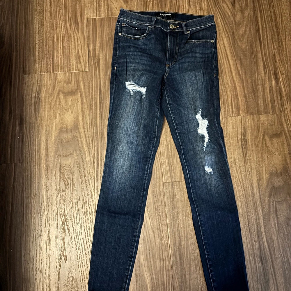 Express Distressed Skinny Jeans